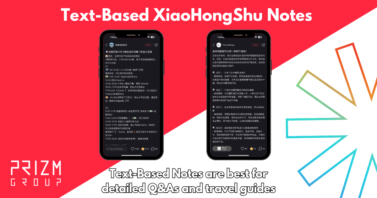 Text-Based Notes on XiaoHongShu